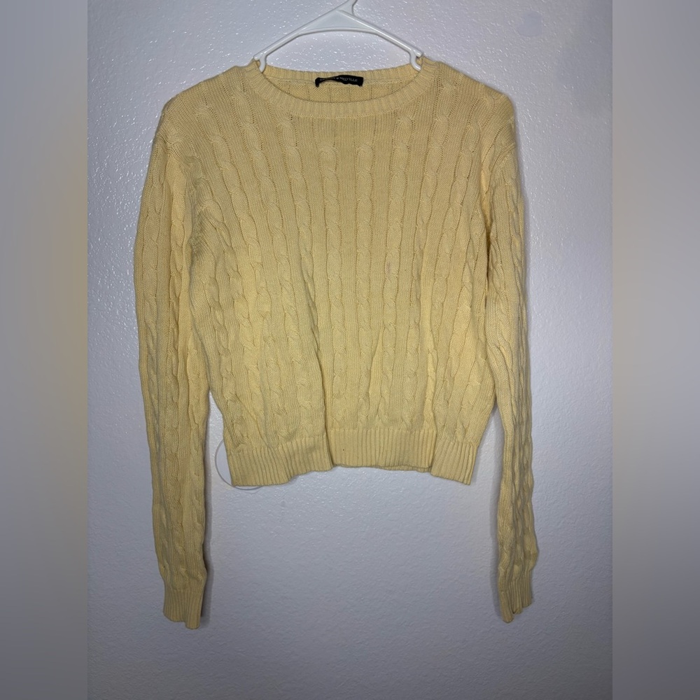 Brandy Melville Light Yellow Cable Knit Sweater